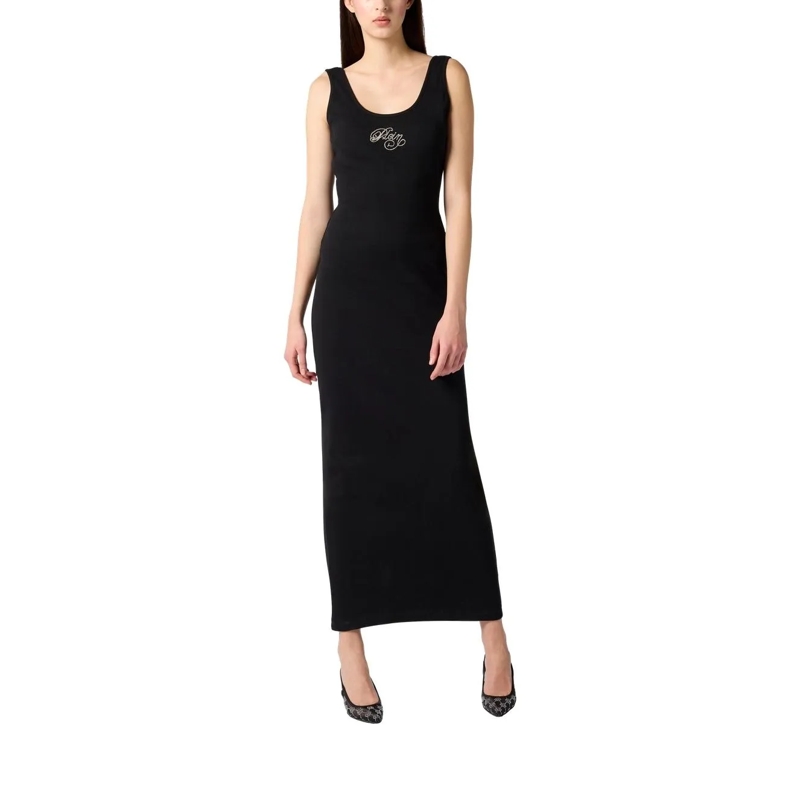 Philipp Plein Maxikleid Maxi Tank Dress Signature schwarz(Image 3)