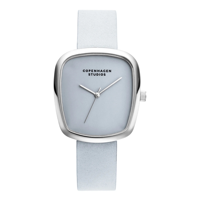 Copenhagen Quarzuhr Echtleder Curved Leather silber
