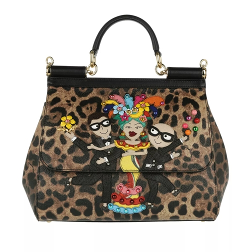Dolce&Gabbana Sicily Bag Medium Leopard Brown Rymlig shoppingväska