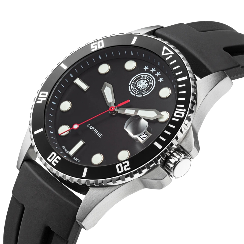 DFB Automatikuhr Quarzuhr DFB Herrenuhr mit Silikonarmband schwarz(Image 3)