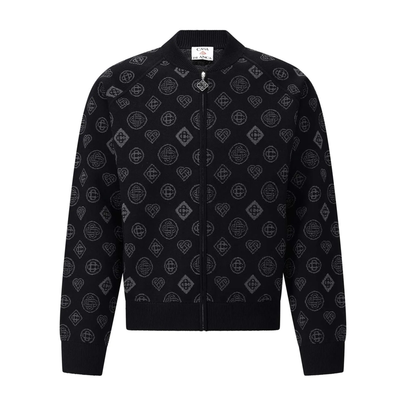 Casablanca Blazer Casablanca Bomber Jacket With Ribbed Details Schwarz