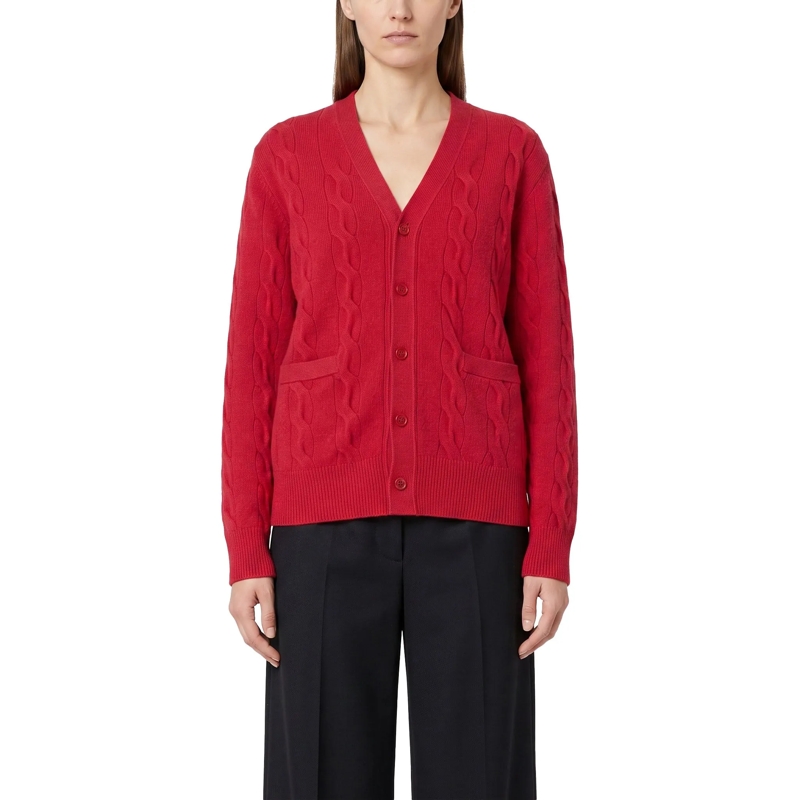 AMI Paris Cardigan Strickjacke aus Merinowolle rot(Image 2)