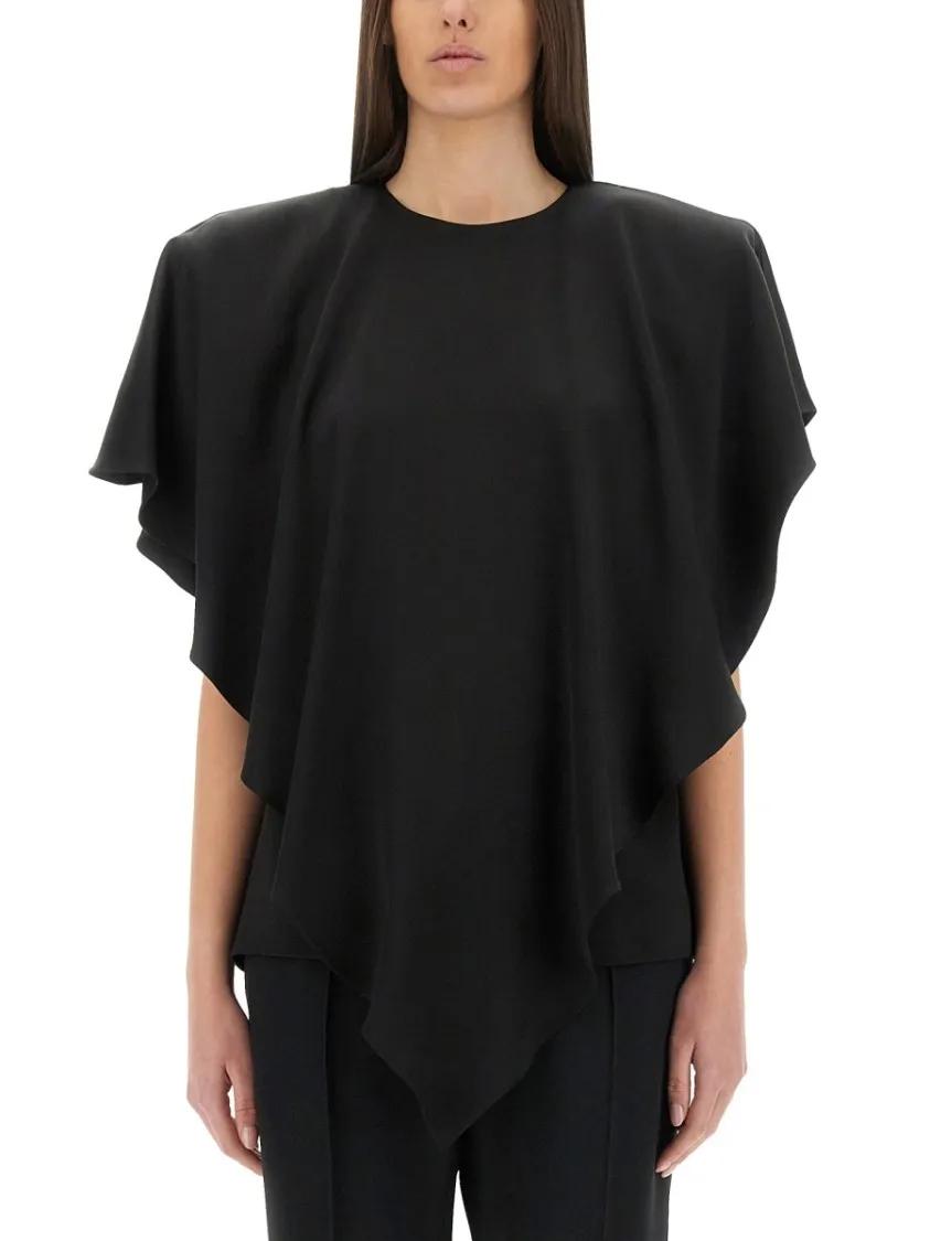 Thumbnail - Stella McCartney - Draped Black Top - Größe 42 - schwarz