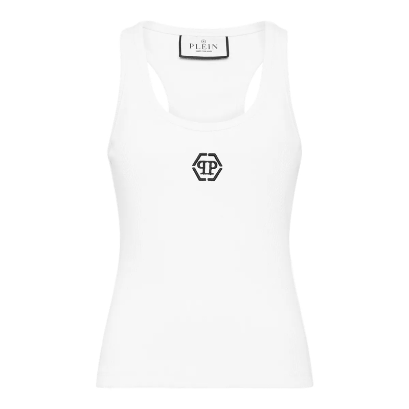 Philipp Plein Top Tank-Top Hexagon weiss