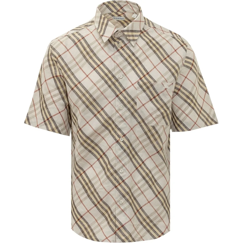 Burberry Legeres Oberteil Camicia Roland a Quadri con Tasca weiß