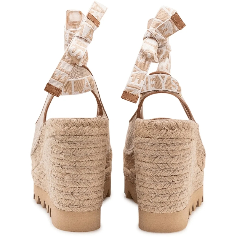 Stella McCartney Espadrilles Scarpa con Zeppa Gaia Slingback con Lacci alla Cav beige(Image 3)