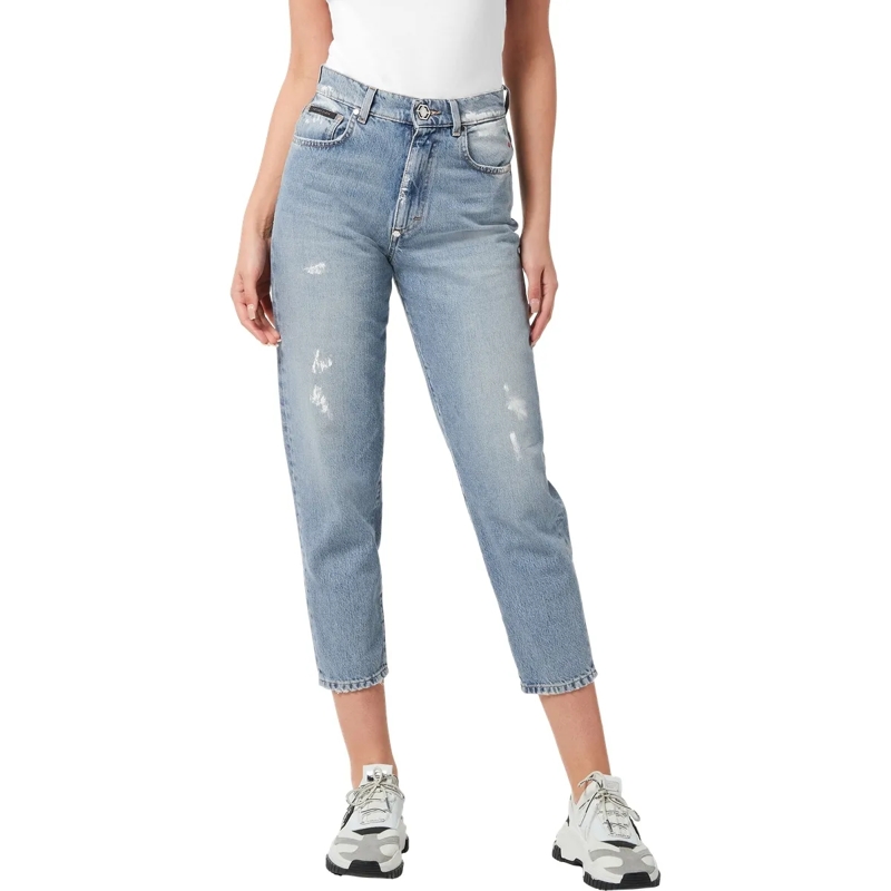 Philipp Plein Cropped-Jeans Mama Fit Hexagon jeansblau(Image 3)