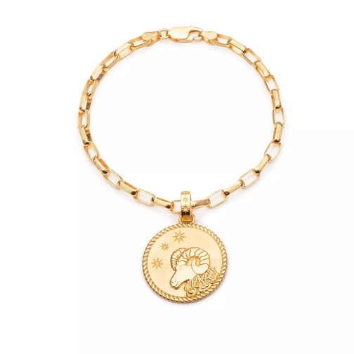 Rachel Jackson London Statement Aries Zodiac Art Coin Bracelet S/M Yellow Gold Braccialetti
