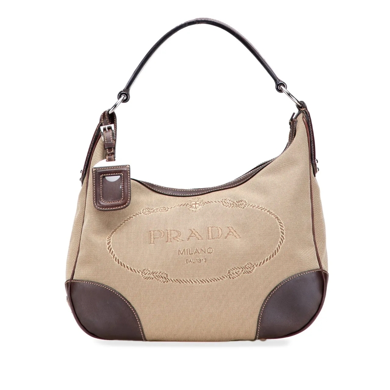 Prada Schultertasche Canvas Canapa Logo Hobo braun