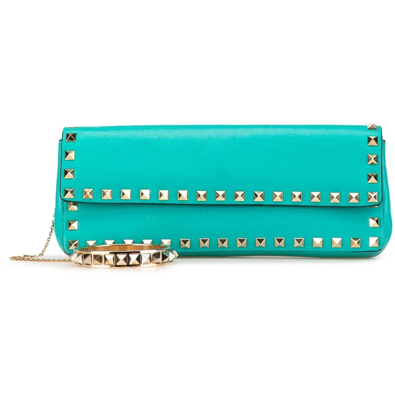 Valentino Garavani Clutch Nappa Rockstud Bangle Clutch blau
