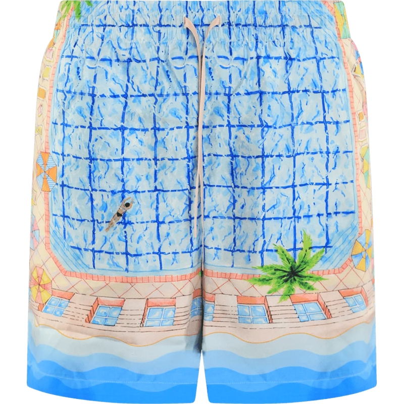 Casablanca  Heren Silk Shorts With Drawstrings blau