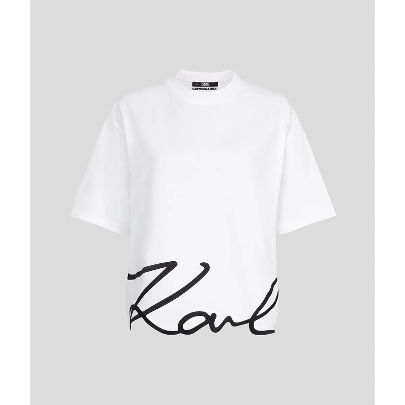 Karl Lagerfeld T-Shirt T-SHIRT MIT KARL-SIGNATUR-SAUM T-shirt weiss
