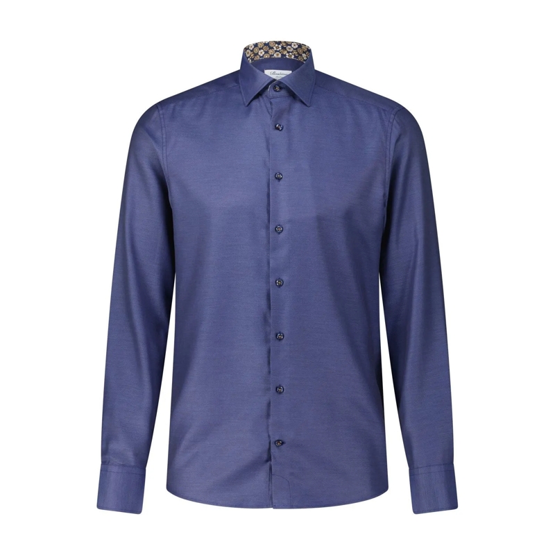 STENSTRÖMS Hemd Slim-Fit Hemd aus reiner Baumwolle blau