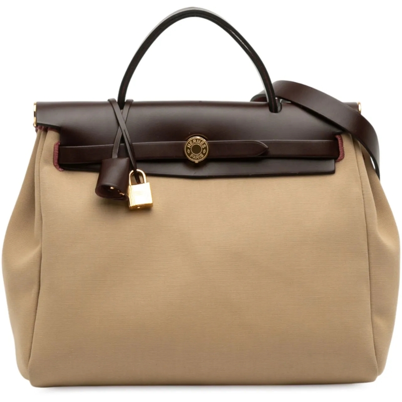 Hermès Sac à bandoulière Toile Officier Vache Hunter Verso Herbag Zip 31 braun