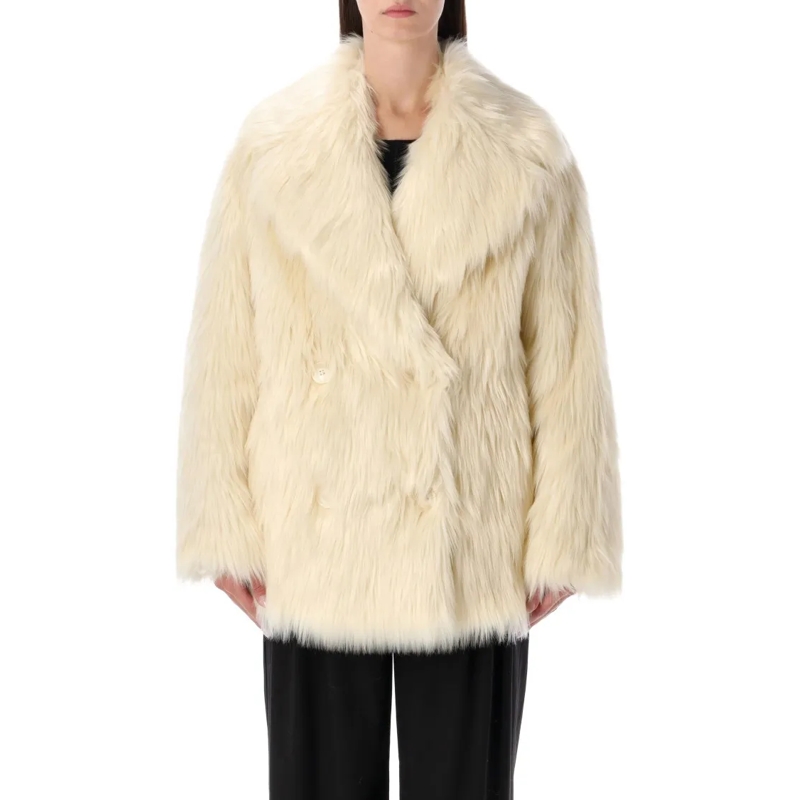 Stand Studio  Katalina Eco Fur Furry Coat Neutrals