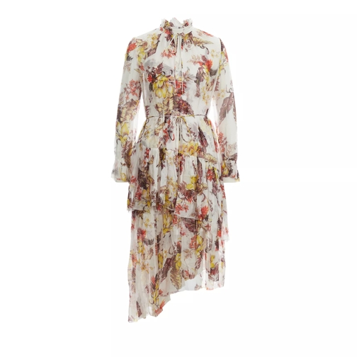 Zimmermann Matchmaker Tiered Kleid Ivory Tropical Floral Robes Maxi
