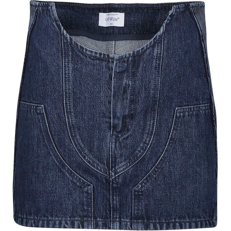 Off-White Midirock Motorcycle Hole Mini Skirt Blue blau