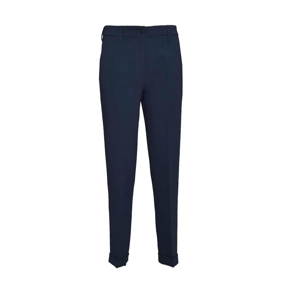 Thumbnail - Aspesi - Straight Leg Trousers In Navy Blue Cady Crêpe - Größe 40 - blau