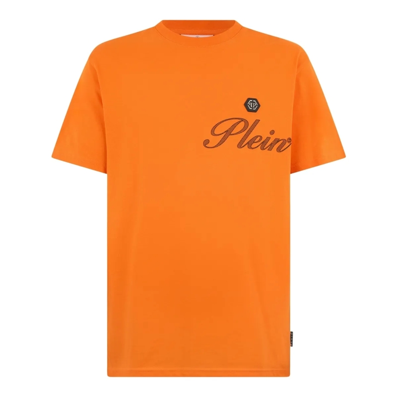 Philipp Plein T-Shirt Round Neck T-Shirt Signature orange