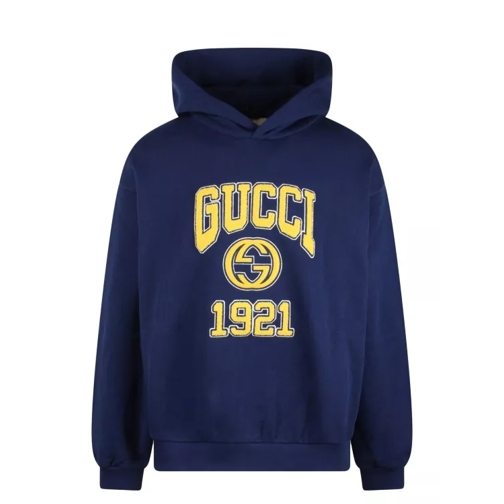Gucci Cotton Jersey Hooded Sweatshirt Blue 