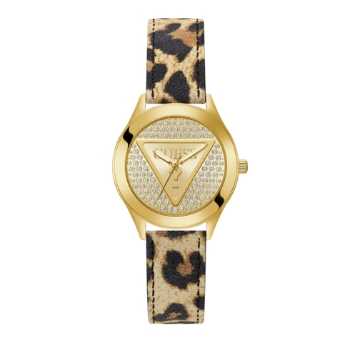 Guess Quartz Watch Glitz Plaque Leopard