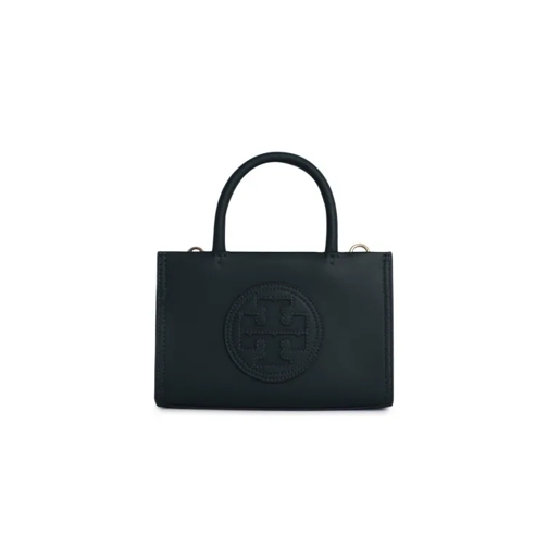 Tory Burch Ella' Mini Bag In Green Bio-Tex Leather Black Draagtas