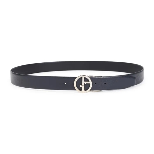 Giorgio Armani Midnight Blue Calf Leather Belt Blue Leren Riem