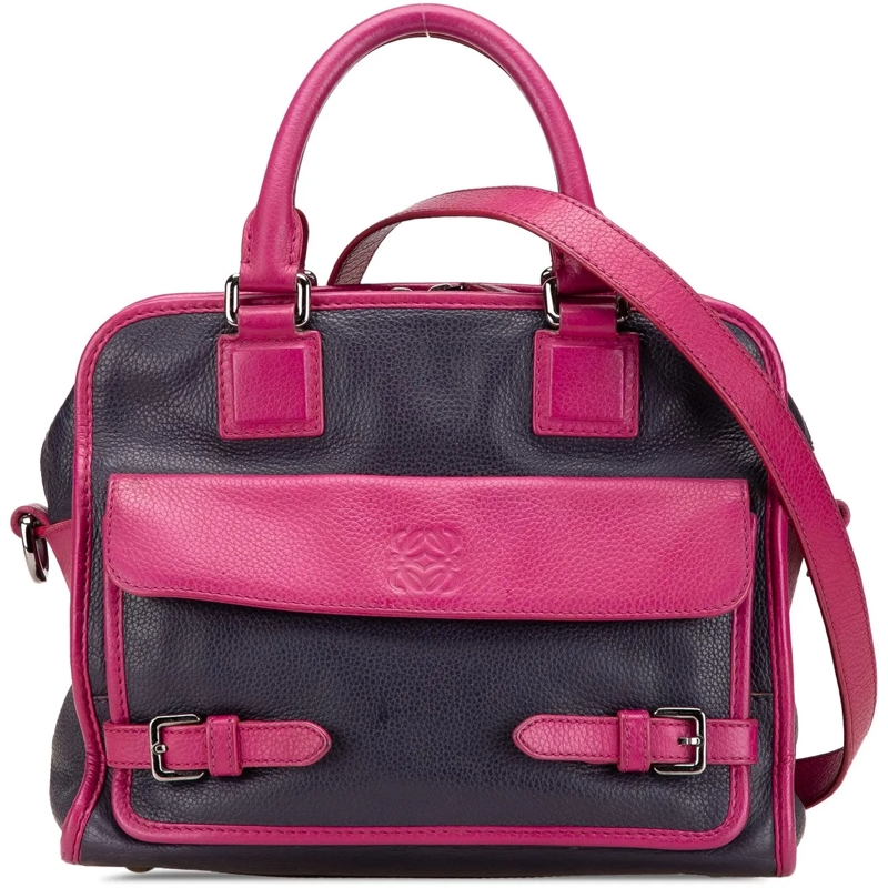 Loewe Sac à bandoulière Grained Bicolor Calfskin Cruz Satchel blau