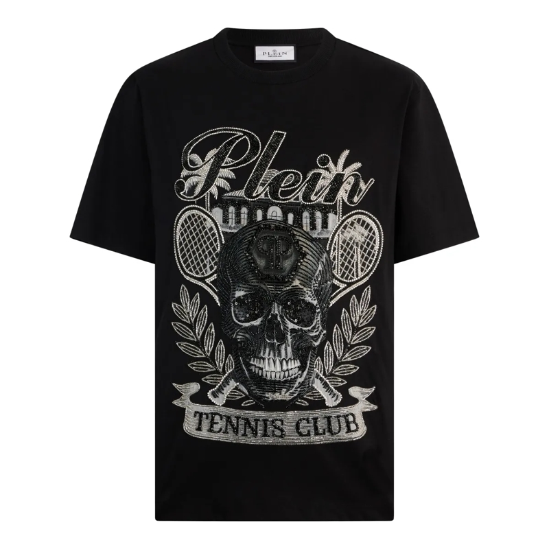 Philipp Plein T-Shirt Round Neck T-Shirt Skull Tennis schwarz