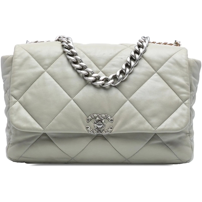 Chanel Schultertasche Maxi Lambskin 19 Flap grau