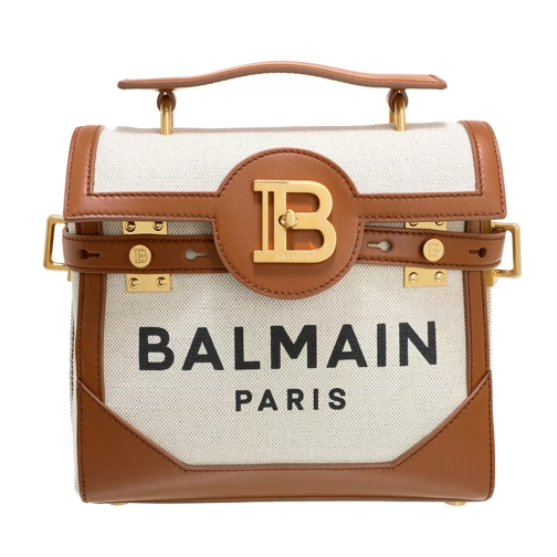 Balmain B-Buzz 23 Shoulder Bag Canvas/Leather Natural Schooltas