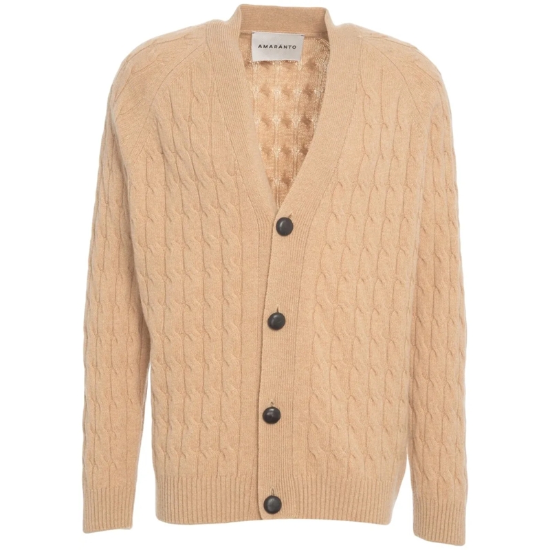 Amaranto Weste Cardigan with cable knit pattern beige