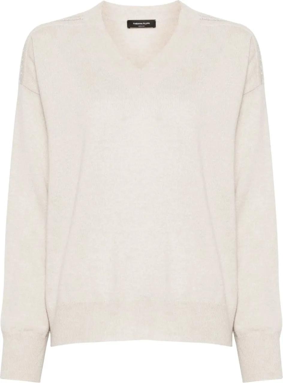 Thumbnail - Fabiana Filippi - Relaxed Fit V-Neck Sweater - Größe S - bunt