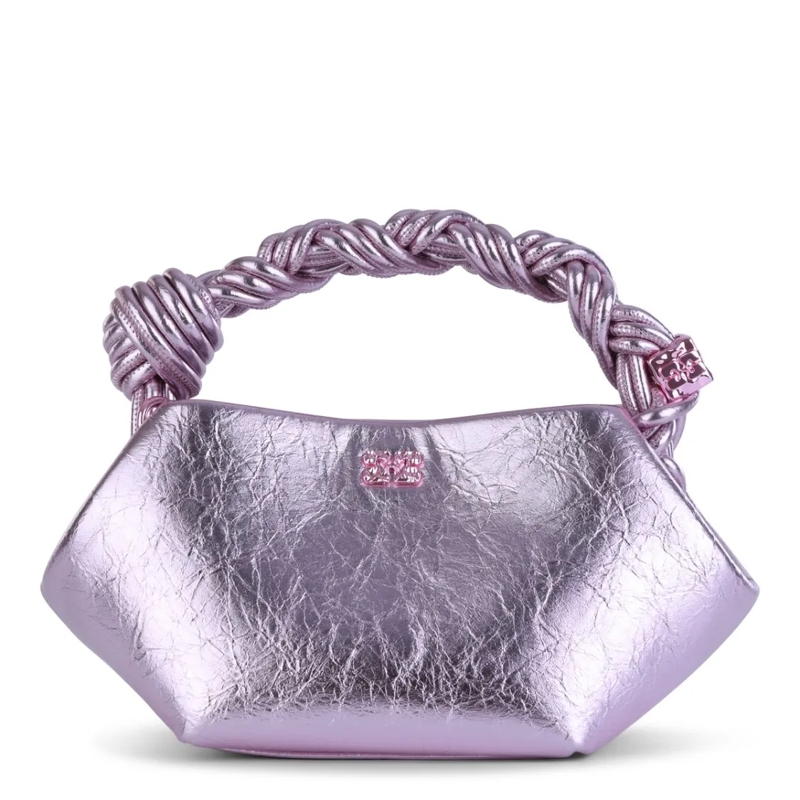 GANNI Crossbody Bag Metallic Top Handle Bag Purple