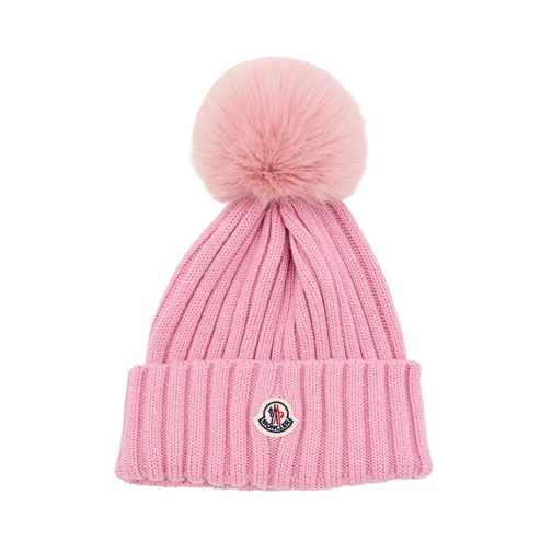 Moncler Hut Wool Logo Hat Pink