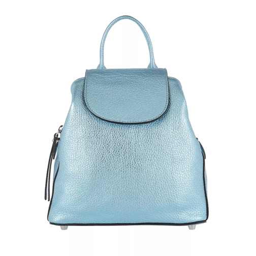 Abro Shimmer Leather Backpack Light Blue Rucksack