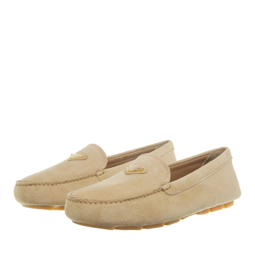 Prada Driver Round-Toe Slip-On Loafers Beige