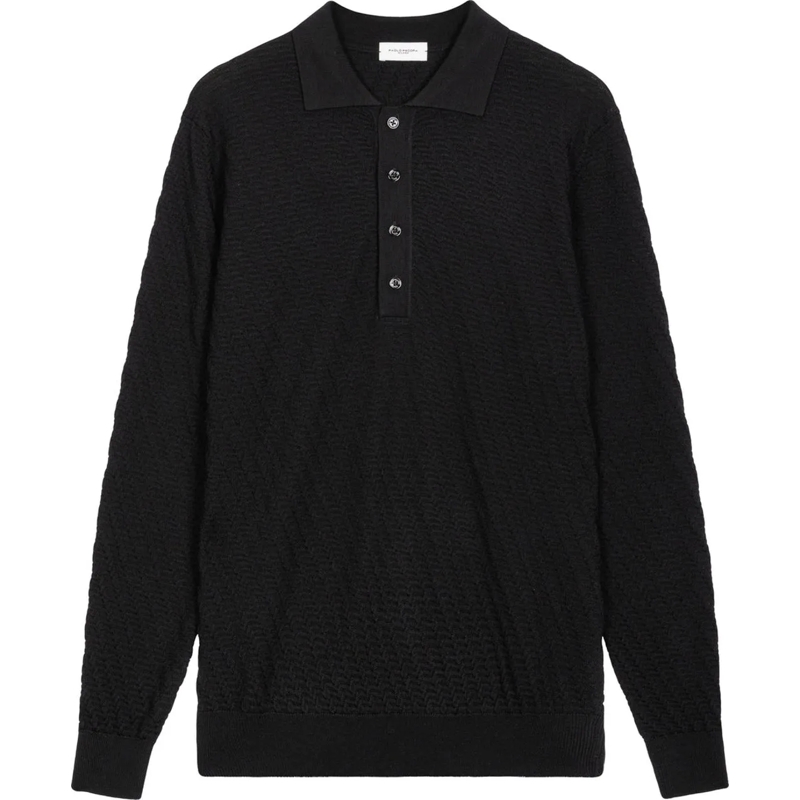 Paolo Pecora  Knit sweater with polo collar schwarz