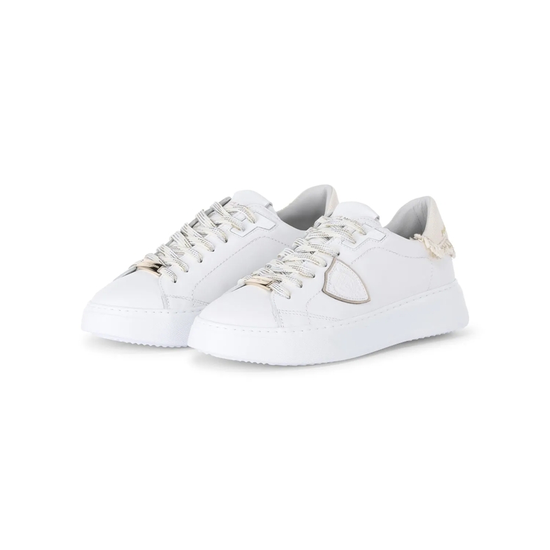 Philippe Model Schnürschuhe Sneaker aus Leder Creme