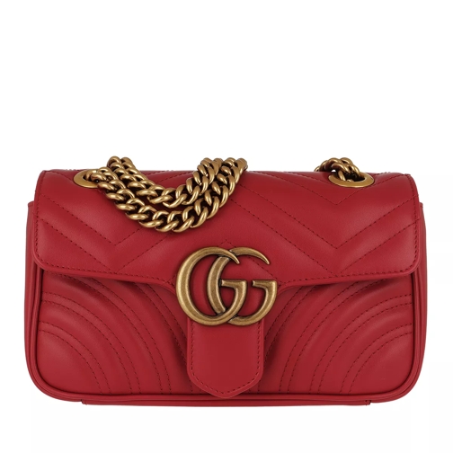 Gucci GG Marmont Metalassé Mini Bag Hibiscus Red Crossbody Bag