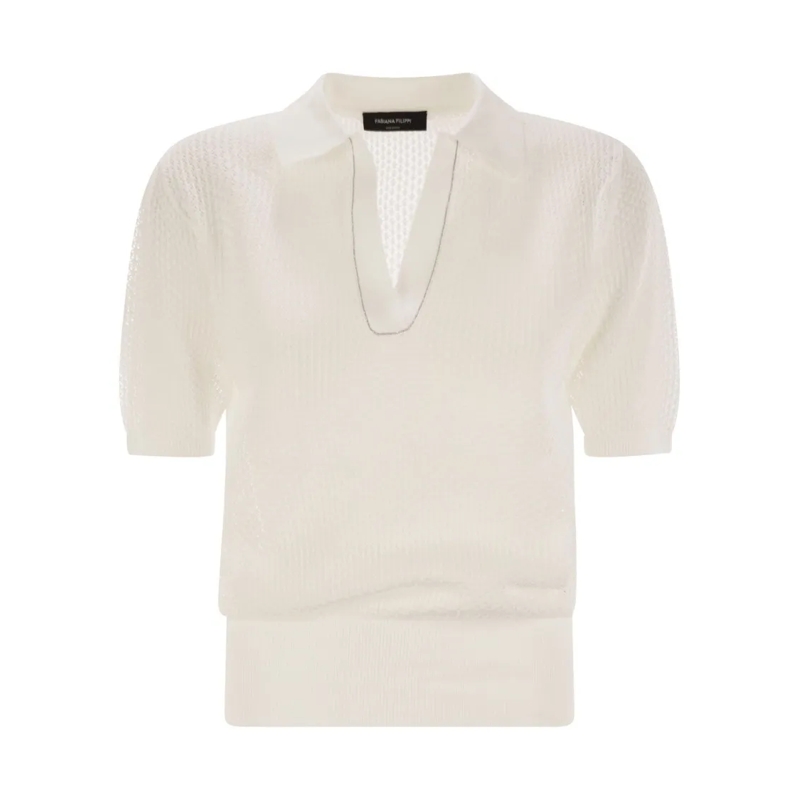 Fabiana Filippi Pull Polo Shirt With Diamond Thread White