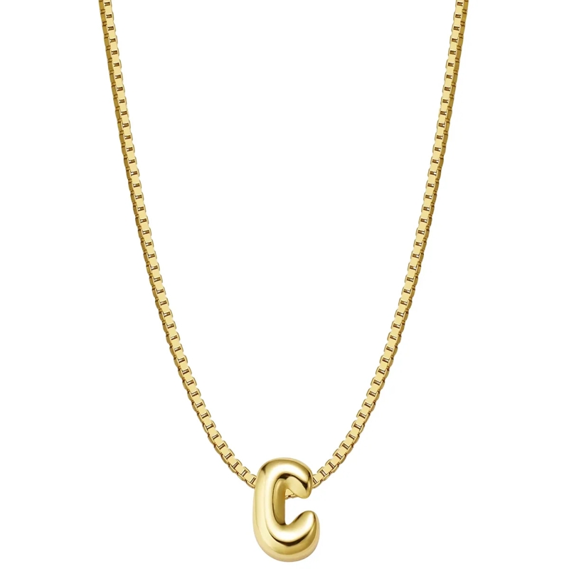 Glanzstücke München Mittellange Halskette Sterling Silber Halskette Buchstabe C gold