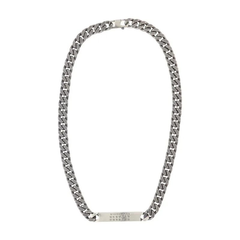 MM6 Maison Margiela Medium Halsketting Minimal Logo Id Tag Necklace - Metal - Silver Silver