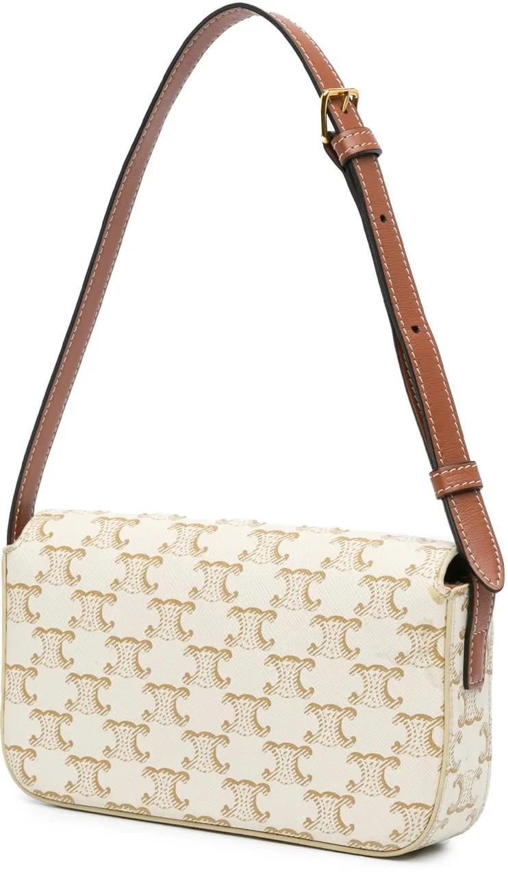 Celine Hobo bags 2021 Triomphe Coated Canvas Claude Shoulder Bag in wit