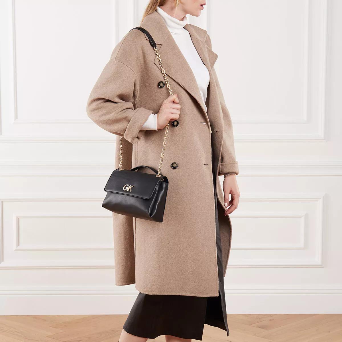 Calvin Klein Zwarte Polyester Schoudertas met Kettinghandvatten Black Dames