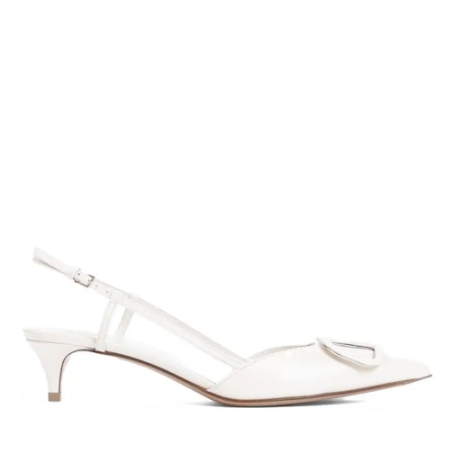 Valentino Light Ivory White Leather Slingback White Stövlar