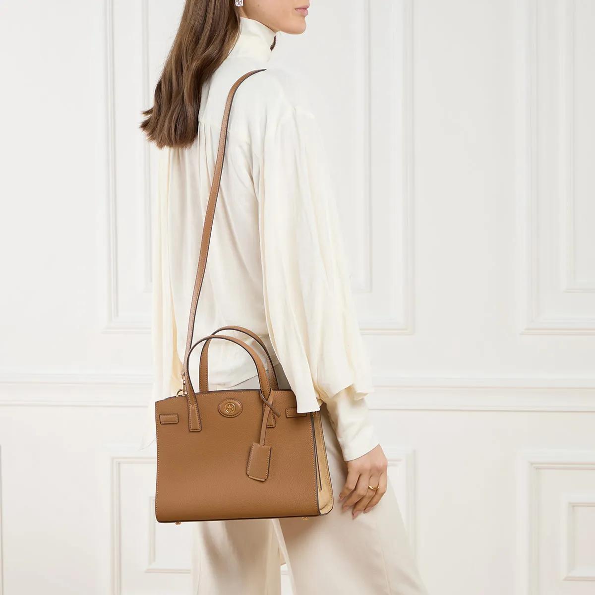 TORY BURCH Gepolijste Leren Schoudertas met Klep Brown Dames