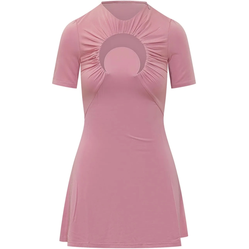 Marine Serre Mini-robe Moon Hole Mini Dress rose