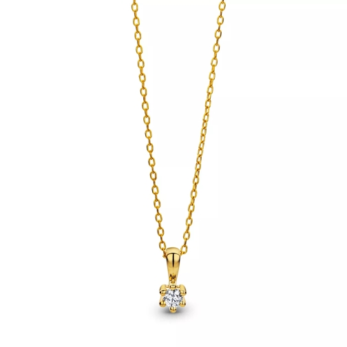 DIAMADA 0.08ct Diamond Necklace 9KT Yellow Gold Kort halsband