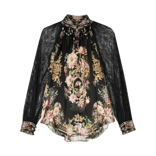 Camilla Multicolored Lace-Panels Button-Up Shirt Multicolor Chemises